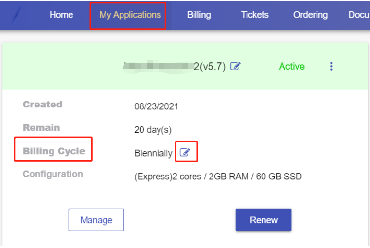 Find where to edit the billing cycle